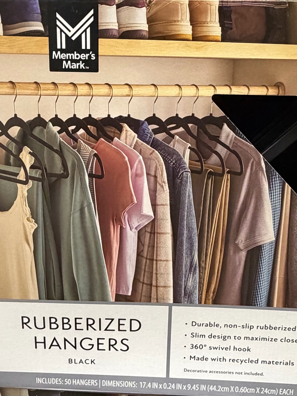 Member's Mark Rubberized Black Hangers - 50 Pack